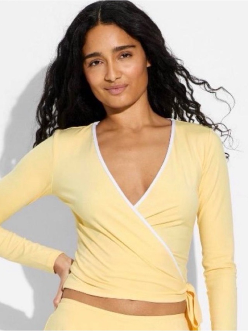 wild fable Pale Yellow Wrap Long-Sleeve Top
